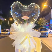 Cheers US LED Luminous Balloon Rose Bouquet Light Transparent Balloons with Rose Flower for Valentine's Day Wedding Anniversary Birthday Party Gift